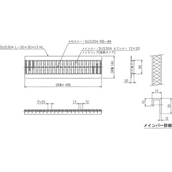 ステンレス U字溝グレーチング ノンスリップ(蛇肌) 三榮 【通販