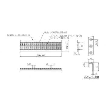 ステンレス U字溝グレーチング ノンスリップ(藤壺) 三榮