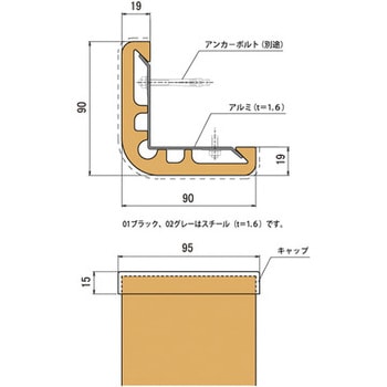 コーナーガード(90×90) 日中製作所 L字型 【通販モノタロウ】