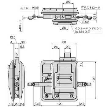 ラッチ式平面ハンドル(両面タイプ) TAKIGEN(タキゲン)