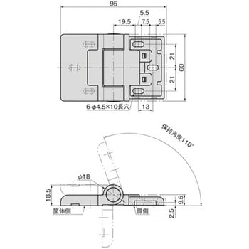 B-177-2 ストッパー付キャップヒンジ 1個 TAKIGEN(タキゲン B-177-2 ストッパー付キャップヒンジ 1個 TAKIGEN(タキゲン