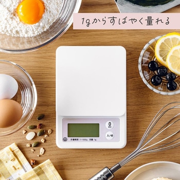 1gから量れるクッキングスケール 1kg ピンク - オーム電機
