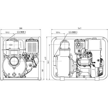 ツルミ 排水用エンジンポンプ 口径80mm ( TE5-80AF ) (株)鶴見製作所-