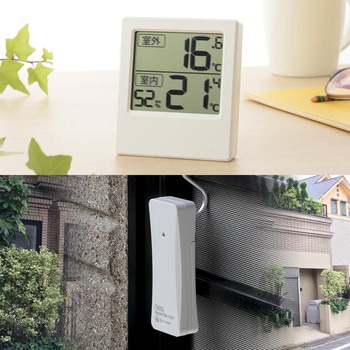 屋外温度がわかる電波温湿度計 オーム電機
