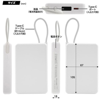新世代個体電池モバイルバッテリー 10000mAh プラタ