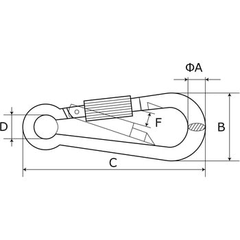 ロック付スプリングフック つや消し黒 WAKI