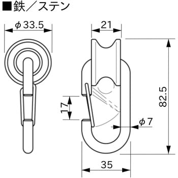 HJP-7 プーリーリンク 鉄 123/ワン・ツゥ・スリー(伊藤製作所) 材質(本体)SWRM 滑車 荷重20kg 使用ロープ径10～12mm  HJP-7 - 【通販モノタロウ】