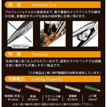 弱電ラジオペンチ TSUNODA(ツノダ)