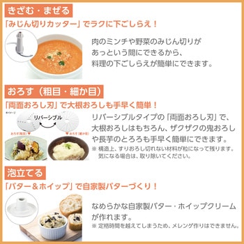 フードプロセッサー ステンレスボトル コンパクト 1台5役【まぜる/きざむ/おろす/泡立て/バター作り】 オールインワン収納 食洗器対応 簡単操作 シルバー テスコム