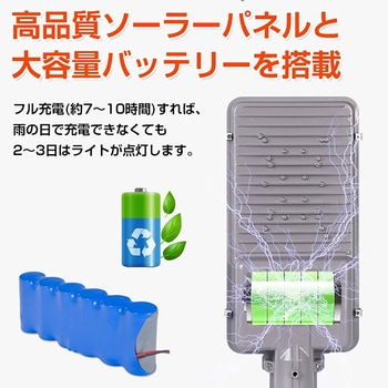 LEDソーラー街灯 ソーラー充電 リモコン付き 夜間自働点灯 300W 万方商事