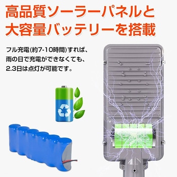 LEDソーラー街灯 ソーラー充電 リモコン付き 夜間自働点灯 100W 万方商事