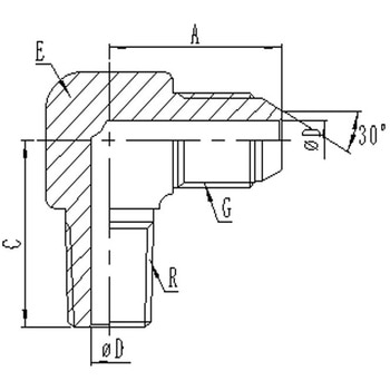 1033タイプ 高圧アダプター 高圧継手 90°エルボタイプアダプター 並行オスGネジ(オスシート)xオスRネジ ステンレス - 東洋国際
