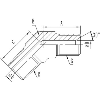 1036タイプ 高圧アダプター 高圧継手 45°エルボタイプアダプター 並行オスGネジ(メスシート)xオスRネジ ステンレス - 東洋国際