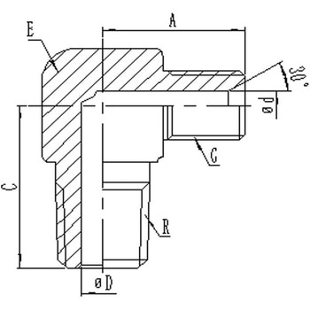 1034タイプ 異径アダプター 高圧継手 90°エルボタイプアダプター 並行オスGネジ(メスシート)xオスRネジ ステンレス 東洋国際