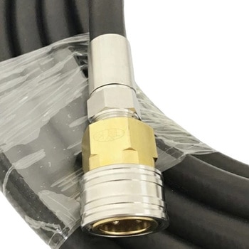 1/2ワンタッチカプラ付 高圧洗浄用ホース(軽量、柔軟タイプ)  口金具:ステンレス、メスカプラ本体:真鍮・リング:ステンレス、オスカプラ:真鍮 東洋国際