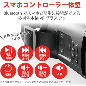 Vrゴーグル スマホ Bluetooth コントローラー 一体型 充電式 動画鑑賞 4 0 6 5インチ スマートフォン ブラック エレコム Vrゴーグル 通販モノタロウ Vrg Bt02bk