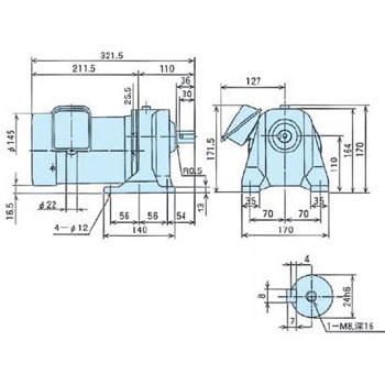 ギヤモータ GAシリーズ(横型脚取付け)三相 200V