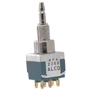 TE Connectivity 押しボタンスイッチ 6 A @ 120 V ac モーメンタリ パネルマウント 双極双投(DPDT) 6.35 (Dia.)mm TE Connectivity Japan(旧:TYCOELECTRONICS(タイコエレクトロニクス))