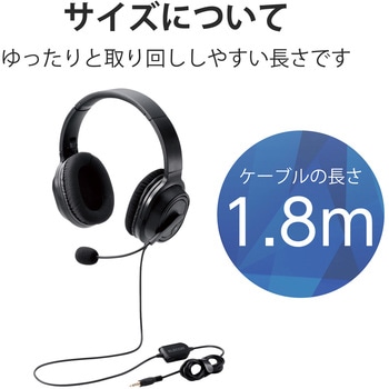 ヘッドホン ヘッドセット マイク付き 有線 Φ3.5mm3極 4極 接続 大型オーバーヘッドタイプ ミュートスイッチ付き 無指向性 イヤホンジャック テレワーク WEB会議 オンライン授業 ブラック エレコム