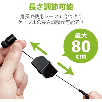 ステレオイヤホン カナル型 Φ3.5mm マイク付 9.2mmドライバー 巻取 エレコム