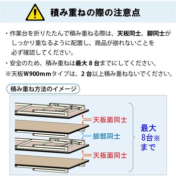 軽量作業台/耐荷重150kg_折りたたみ高さ調整H600～900_ポリエステル天板_ワークテーブル 山金工業