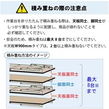 軽量作業台/耐荷重150kg_折りたたみ高さ調整H600～900_ポリエステル天板_ワークテーブル 山金工業