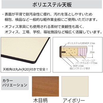 軽量作業台/耐荷重200kg_折りたたみ固定式H740_ポリエステル天板_ワークテーブル 山金工業