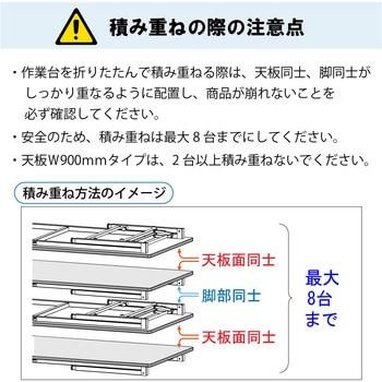 軽量作業台/耐荷重150kg_折りたたみ高さ調整H600～900_ポリエステル天板_ワークテーブル 山金工業