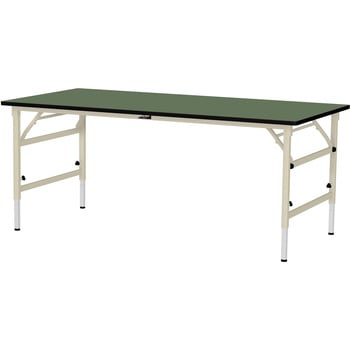 軽量作業台/耐荷重150kg_折りたたみ高さ調整H600～900_塩ビシート天板_ワークテーブル 山金工業
