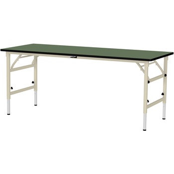 軽量作業台/耐荷重150kg_折りたたみ高さ調整H600～900_塩ビシート天板_ワークテーブル 山金工業