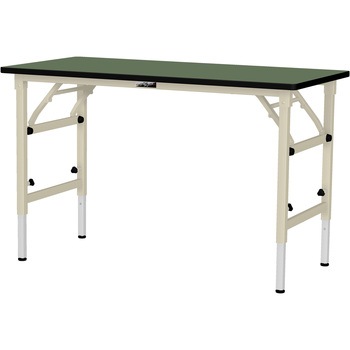 軽量作業台/耐荷重150kg_折りたたみ高さ調整H600～900_塩ビシート天板_ワークテーブル 山金工業