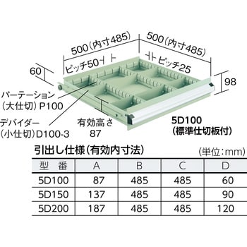 大阪製罐/OS 軽量キャビネット5型 最大積載量500kg 引出し5×2×1段 51010-