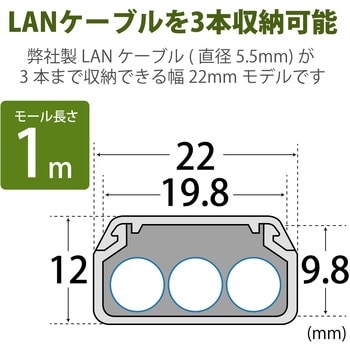 LD-GAF2/WH フラットモール 両面テープ付き ホワイト 1本 エレコム