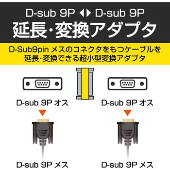 AD-D9MM D-subコネクタ 9ピン 小型アダプタ 延長 変換 1個 エレコム
