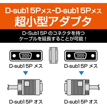 AD-HD15F D-subコネクタ 15ピン 小型アダプタ 延長 変換 1個 エレコム