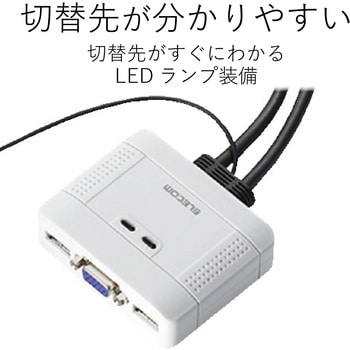 PC切替器 ケーブル一体型 USB パソコン2台切替 手元スイッチ コンパクト エレコム