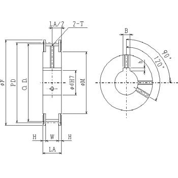 S2-60S8M0400AF-60T3K タイミングプーリ完成品(スタークイック)S8M形