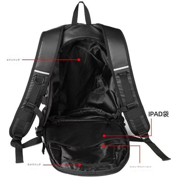 バイク用防水リュック ブラック BBP01 幅400×奥行60×高さ580 CRECOTE