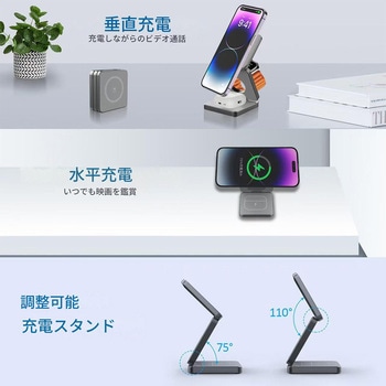 3in1角形ワイヤレス充電器qi2 IW30 幅68×奥行24×高さ68 CRECOTE