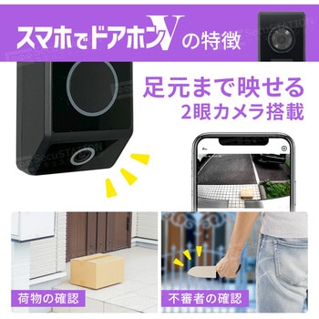 SecuSTATION スマホでドアホンV 足元まで映せる2眼カメラ搭載スマートドアベル SecuSTATION