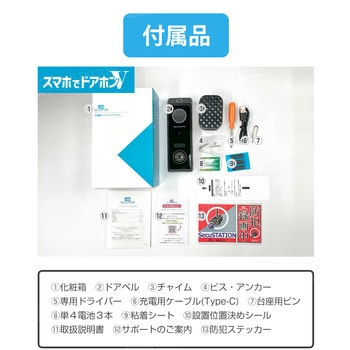 SecuSTATION スマホでドアホンV 足元まで映せる2眼カメラ搭載スマートドアベル SecuSTATION
