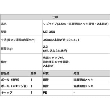 DXアンテナ アンテナ設置用パーツ アンテナマスト3.5m(2本継ぎ