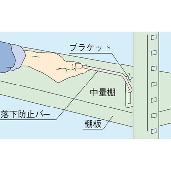 中量棚C型/CW型用落下防止バー - サカエ