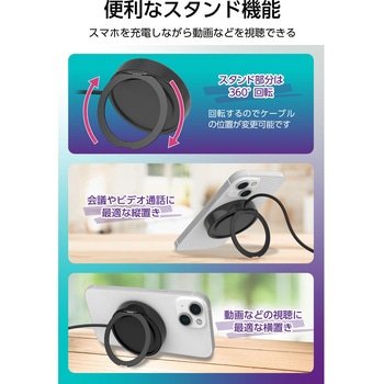 Qi対応 ワイヤレス充電器 ブラック 多摩電子