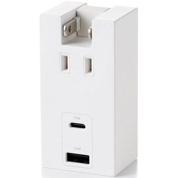 電源タップ USB直挿し (コンセント 1口 Type-C×1 USB-A×1) コンパクト 雷ガード ほこり防止シャッター エレコム