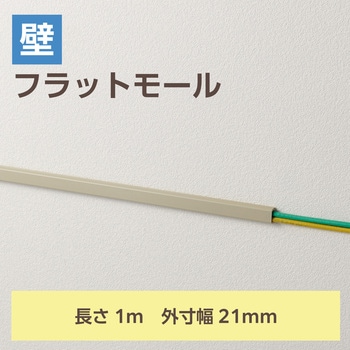 配線カバー 壁用 モール (長さ1m×幅21mm) フラット 配線隠し ケーブルカバー 設置用テープ付き エレコム