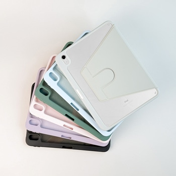 11インチiPad (A16)/iPad (第10世代) 360度回転スタンド機能 背面クリアフラップケース オートスリープ機能 Apple Pencilホルダー付 Smart Stock