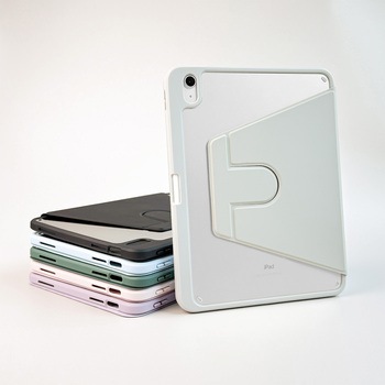 11インチiPad (A16)/iPad (第10世代) 360度回転スタンド機能 背面クリアフラップケース オートスリープ機能 Apple Pencilホルダー付 Smart Stock