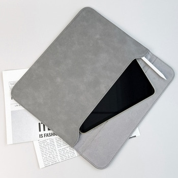 14.2インチ対応 PC・タブレット用スリーブケース はっ水生地使用 グレー 速乾性 出し入れ簡単 Smart Stock