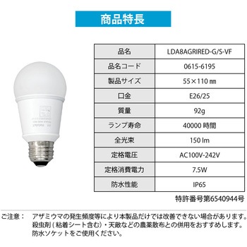 アザミウマ忌避・電照用赤色LED電球 HotaluX(ホタルクス)